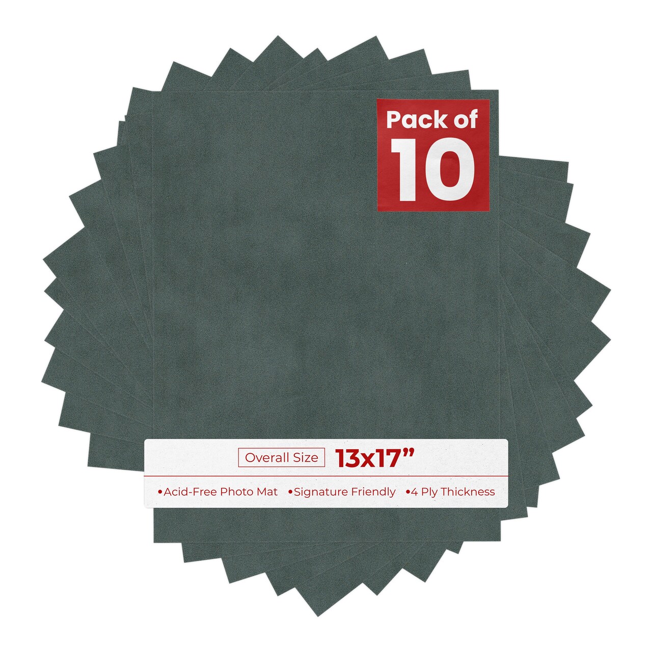 Dark Grey Suede 13x17 Uncut Mat Board - Blank Sheet, No Opening